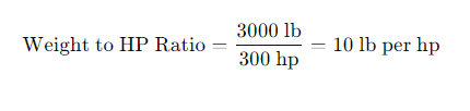 Weight to horsepower ratio